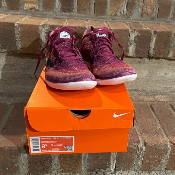 NWOT Like New Nike Free Flyknit 2018 Raspberry Red Size 9.5 - Picture 3 of 6